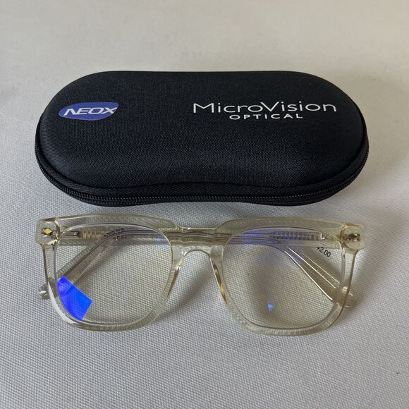 MicroVision Optical Blue Light Blocking Reading Glasses Arial Crystal Grey +2.00 - Picture 3 of 6